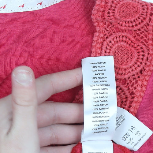 Maine New England Women's Pink 3/4 Sleeve Cotton Tunic Blouse Size 18