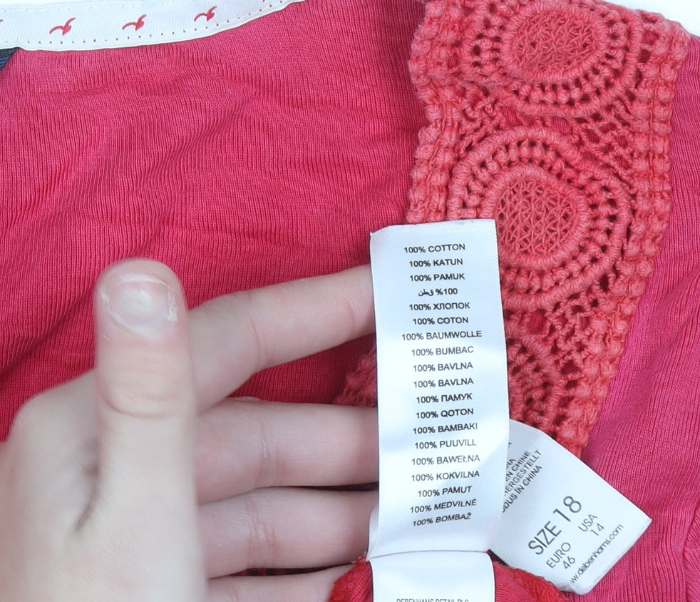 Maine New England Women's Pink 3/4 Sleeve Cotton Tunic Blouse Size 18
