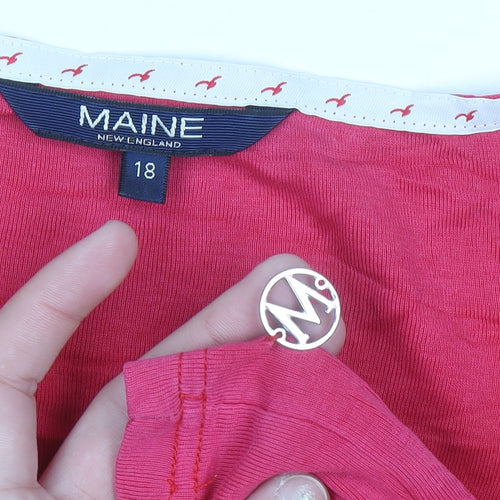 Maine New England Women's Pink 3/4 Sleeve Cotton Tunic Blouse Size 18