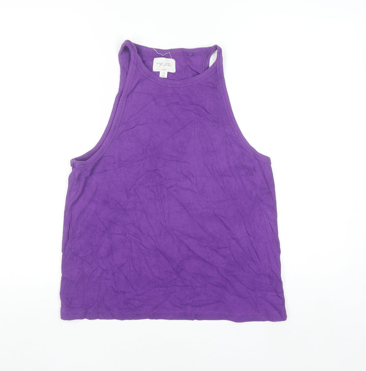 Next Women's Purple Cotton Elastane Tank Top UK 18