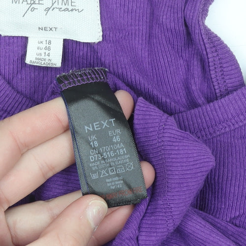 Next Women's Purple Cotton Elastane Tank Top UK 18
