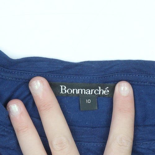 Bonmarché Women's Blue Embroidered Jersey T-Shirt Size 10