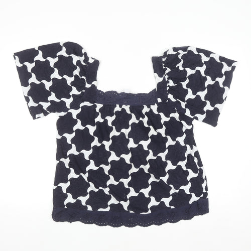 Next Women's Blue Geometric Cotton Tunic Blouse UK 14