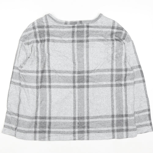 Marks and Spencer Women Grey Check Knit Pullover Jumper Size 16