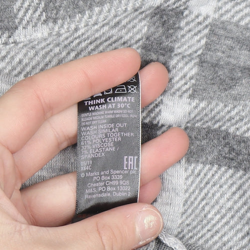 Marks and Spencer Women Grey Check Knit Pullover Jumper Size 16
