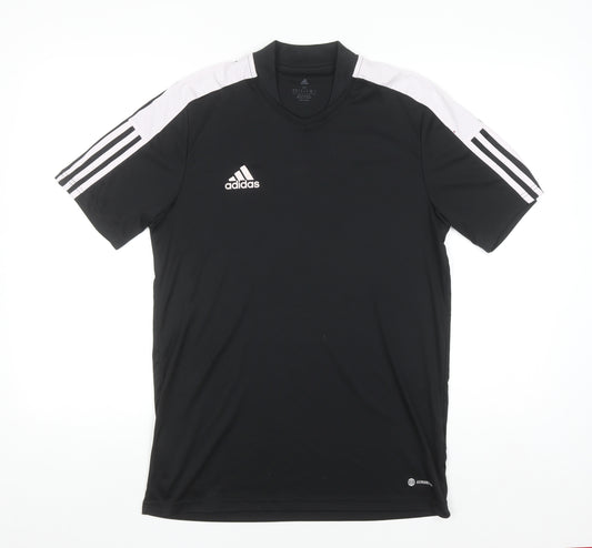 Adidas Men's Black Medium V-Neck Jersey Sports T-Shirt