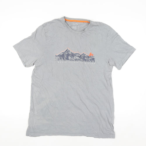 Mountain Warehouse Men’s Grey Crew Neck Graphic Hiking T-Shirt M