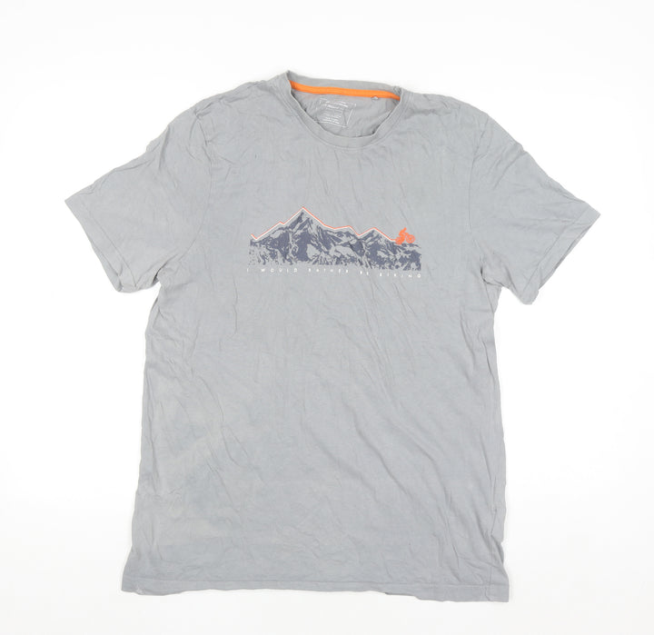 Mountain Warehouse Men’s Grey Crew Neck Graphic Hiking T-Shirt M