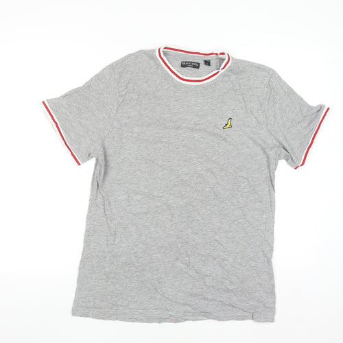 Brave Soul Men's Grey Crew Neck Cotton T-Shirt Size L