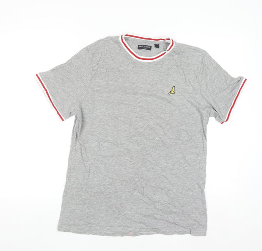 Brave Soul Men's Grey Crew Neck Cotton T-Shirt Size L
