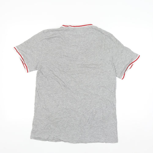 Brave Soul Men's Grey Crew Neck Cotton T-Shirt Size L