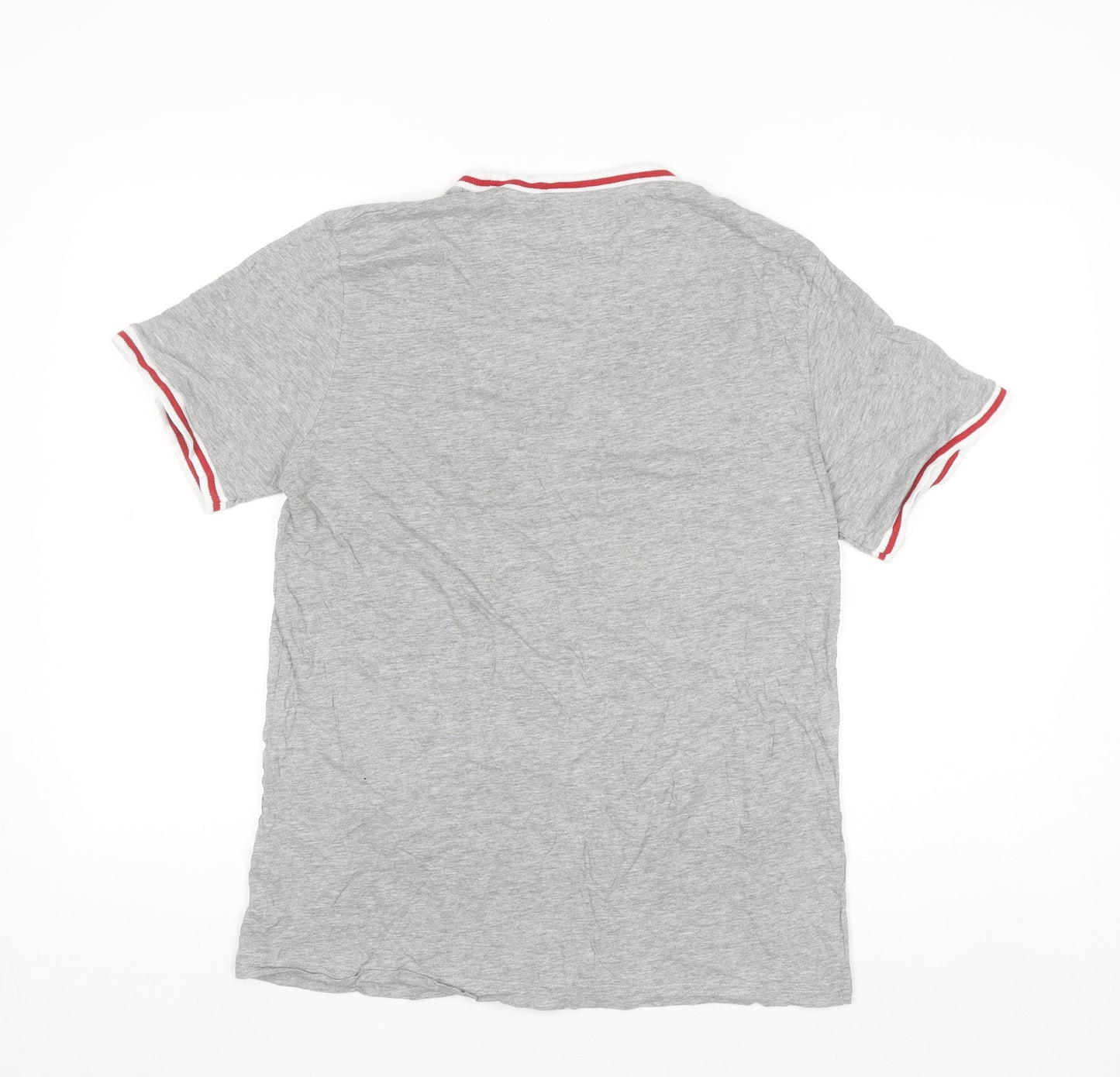 Brave Soul Men's Grey Crew Neck Cotton T-Shirt Size L
