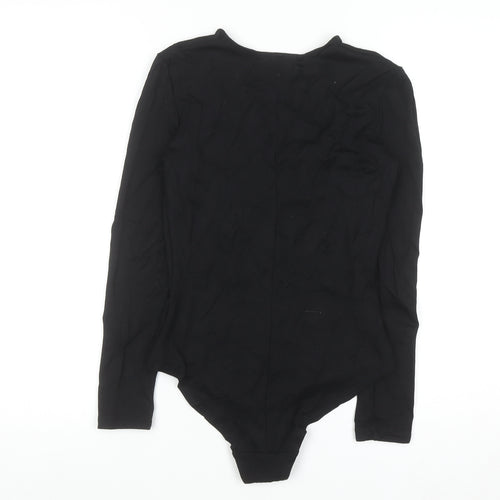 H&M Womens Black Lace-Up Long Sleeve Bodysuit Size 6 Slim Fit