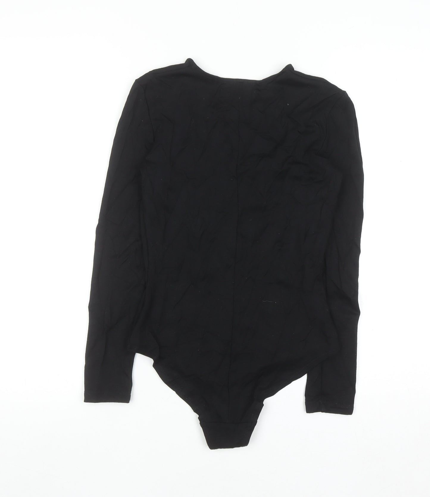 H&M Womens Black Lace-Up Long Sleeve Bodysuit Size 6 Slim Fit