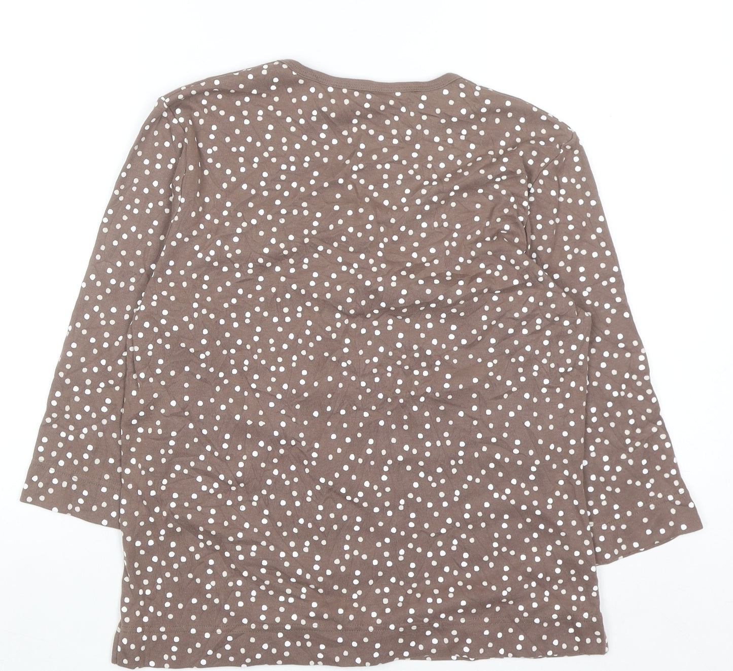 Tigiwear Womens Brown Polka Dot V-Neck Long Sleeve T-Shirt Size 14/16