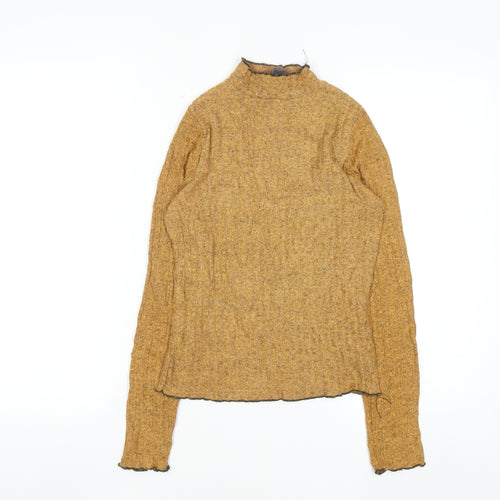 Primary Womens Brown XS Mock Neck Wool Blend Jumper