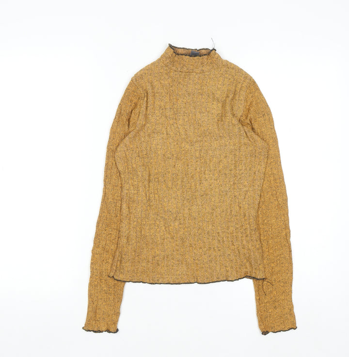 Primary Womens Brown XS Mock Neck Wool Blend Jumper