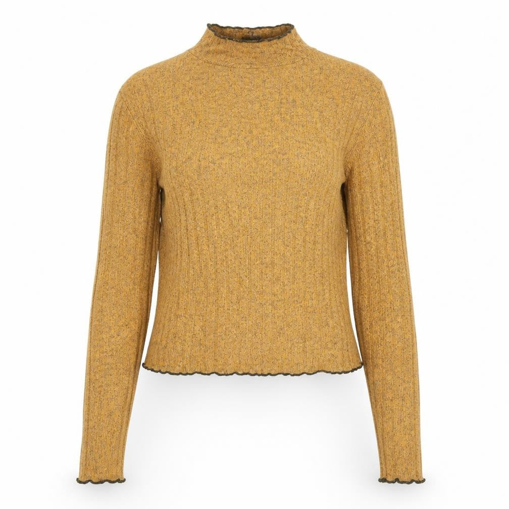 Front view of Primark women’s brown xs mock neck wool blend jumper