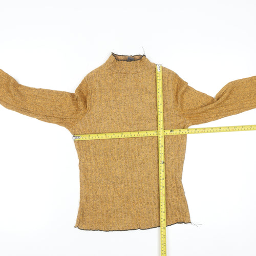 Primary Womens Brown XS Mock Neck Wool Blend Jumper