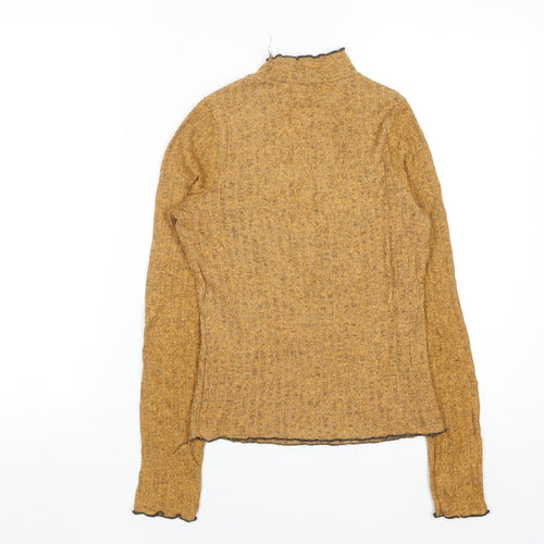 Primary Womens Brown XS Mock Neck Wool Blend Jumper