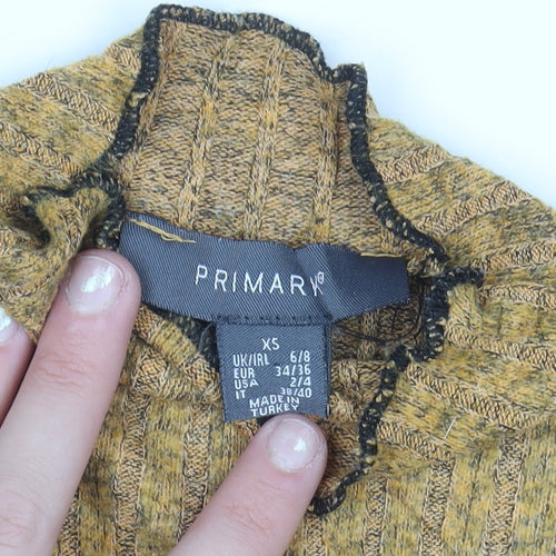 Primary Womens Brown XS Mock Neck Wool Blend Jumper