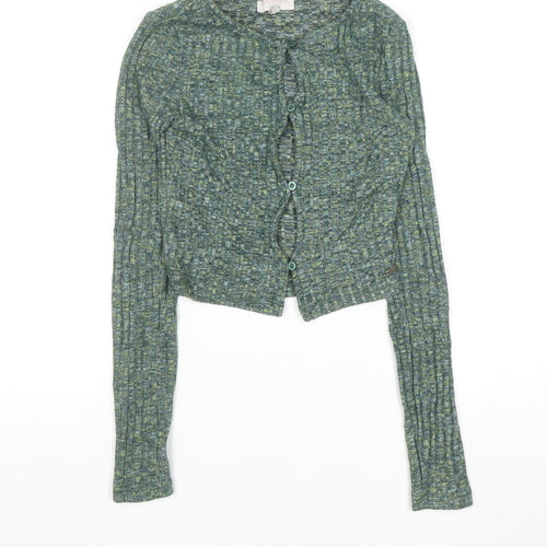 Pull&Bear Women's Green Knit Button Cardigan XS Slim Fit