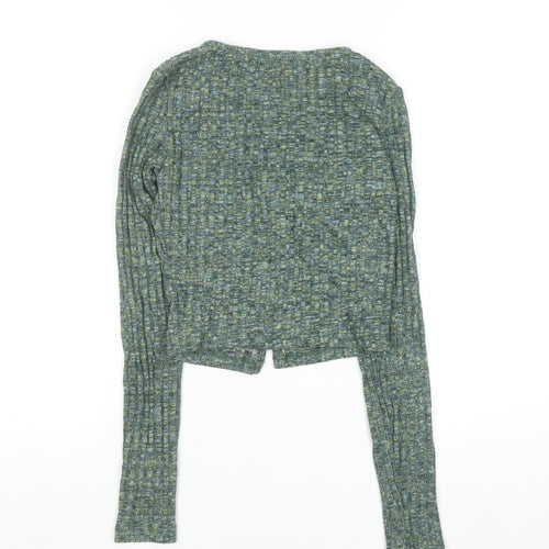 Pull&Bear Women's Green Knit Button Cardigan XS Slim Fit
