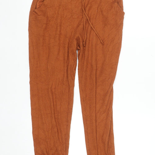 Gilly Hicks Womens Brown Cotton Waffle Jogger Trousers Size S