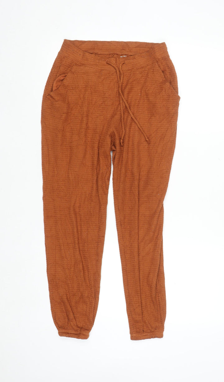 Gilly Hicks Womens Brown Cotton Waffle Jogger Trousers Size S