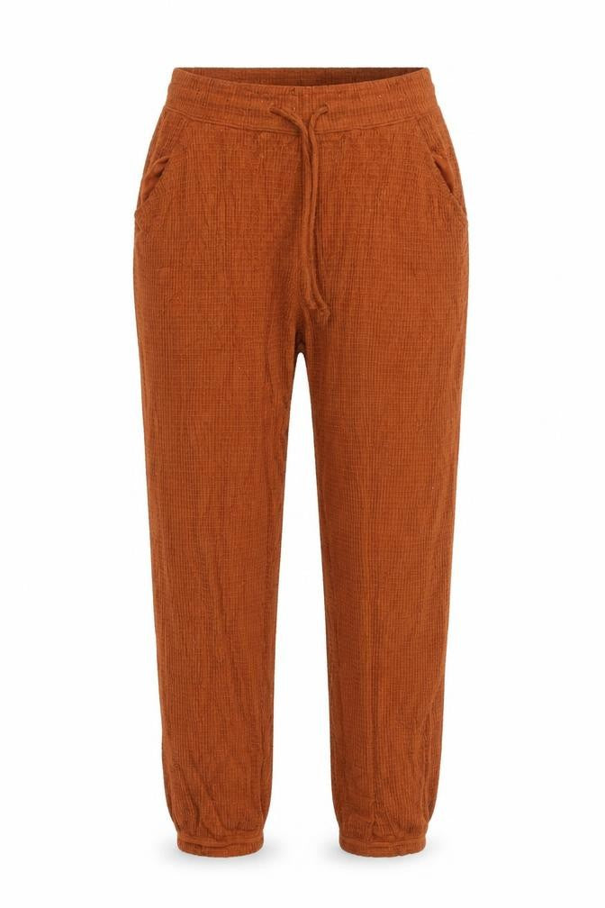 Front view of Gilly Hicks women’s brown cotton waffle jogger trousers, size S