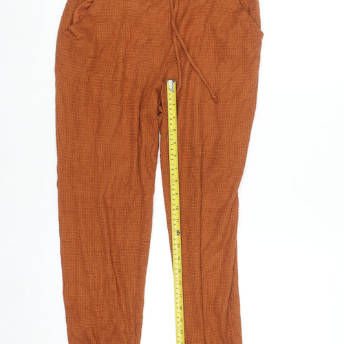 Gilly Hicks Womens Brown Cotton Waffle Jogger Trousers Size S