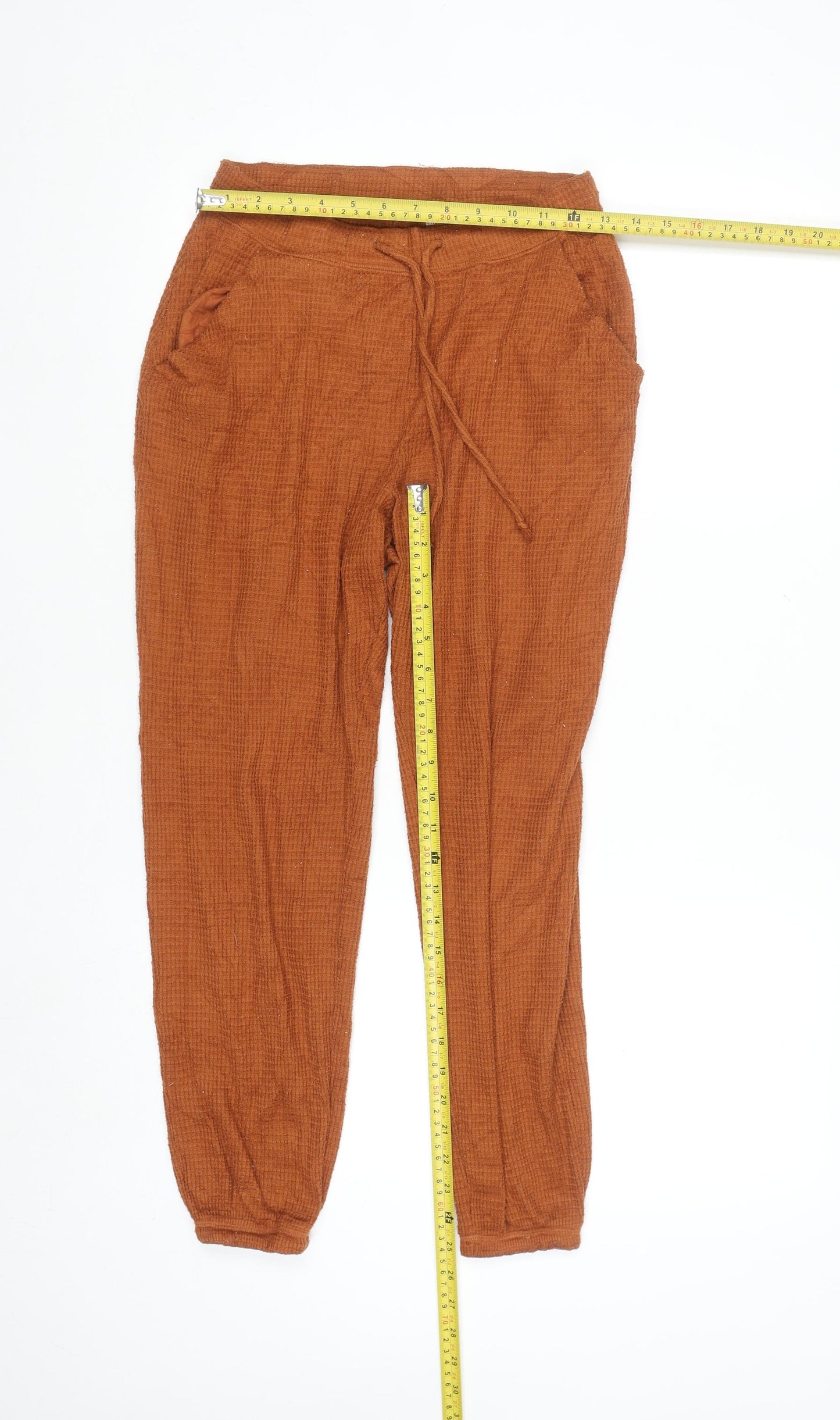 Gilly Hicks Womens Brown Cotton Waffle Jogger Trousers Size S