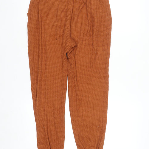 Gilly Hicks Womens Brown Cotton Waffle Jogger Trousers Size S