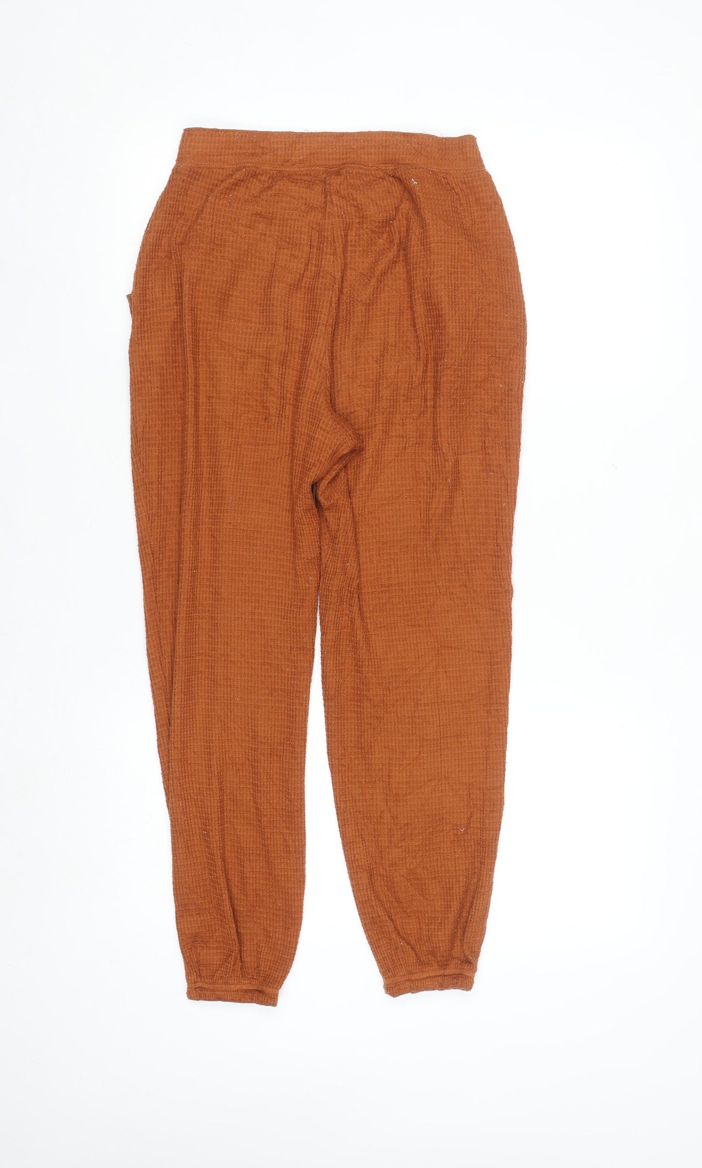 Gilly Hicks Womens Brown Cotton Waffle Jogger Trousers Size S