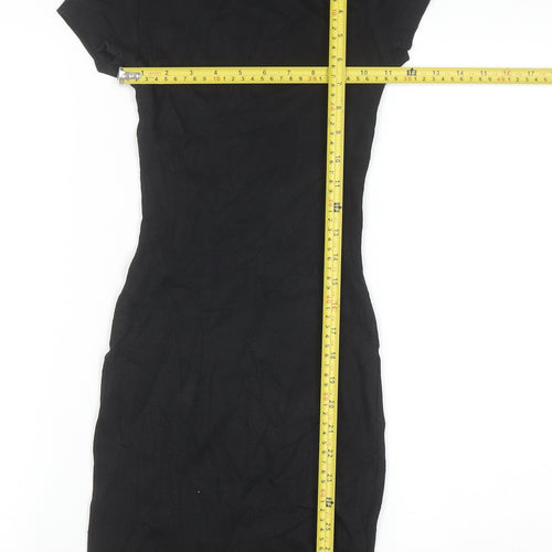 H&M Women Black XS Bodycon Short Sleeve Jersey Dress