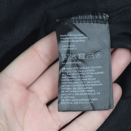 H&M Women Black XS Bodycon Short Sleeve Jersey Dress