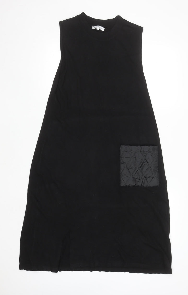 NO2MORO Women Black Midi Sleeveless Shift Dress S