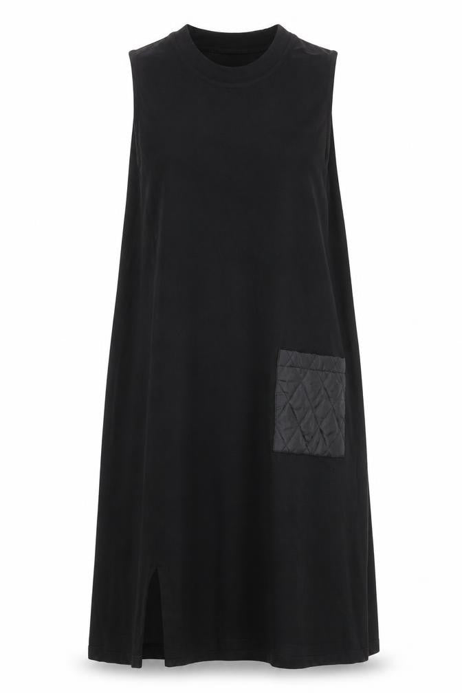 Front view of NO2MORO Women Black Midi Sleeveless Shift Dress S