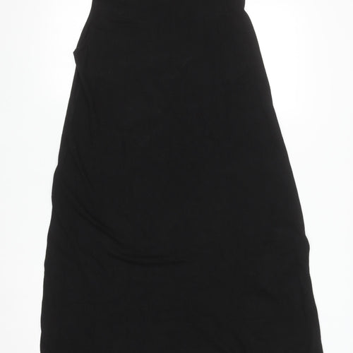 NO2MORO Women Black Midi Sleeveless Shift Dress S