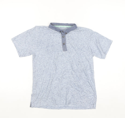 Quality Outfitters Boys Blue Short Sleeve Henley Polo Shirt 10 Years