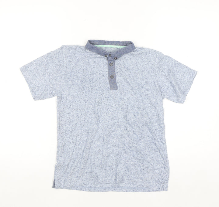 Quality Outfitters Boys Blue Short Sleeve Henley Polo Shirt 10 Years