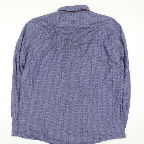 Remus Uomo Jeans Men's Blue Geometric Cotton Shirt XL Slim Fit