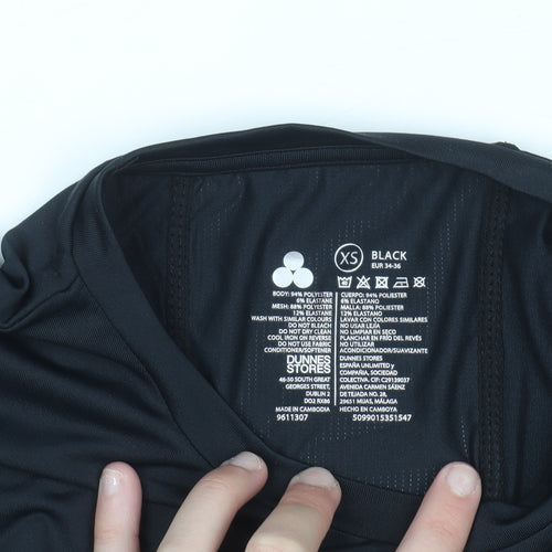Dunnes Stores Womens Black XS Basic Short Sleeve Stretch T-Shirt