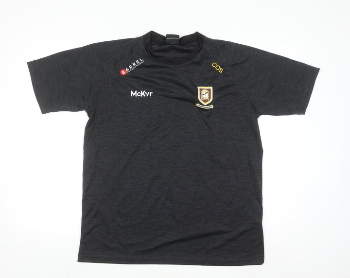 McKvr Men's Black Sports Crew Neck Short Sleeve T-Shirt L
