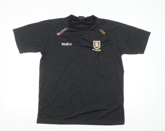 McKvr Men's Black Sports Crew Neck Short Sleeve T-Shirt L