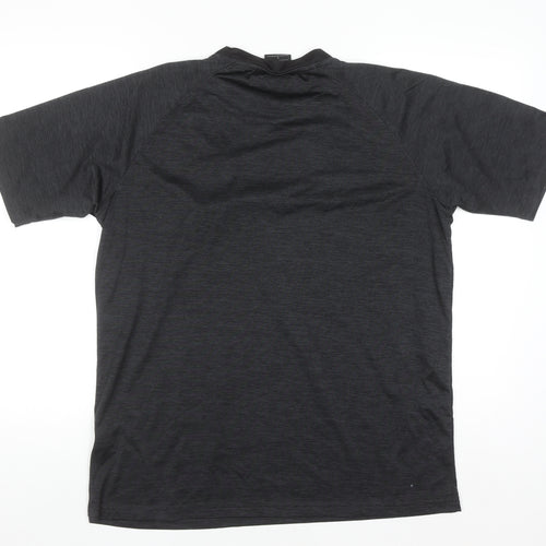 McKvr Men's Black Sports Crew Neck Short Sleeve T-Shirt L