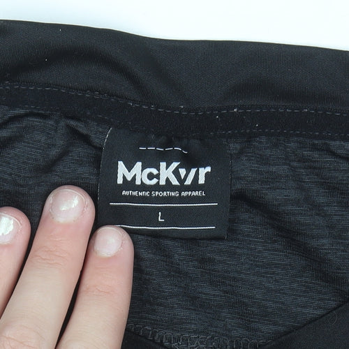 McKvr Men's Black Sports Crew Neck Short Sleeve T-Shirt L