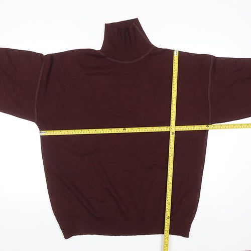 Cruising Club Men's Brown Roll Neck Wool Blend Jumper L