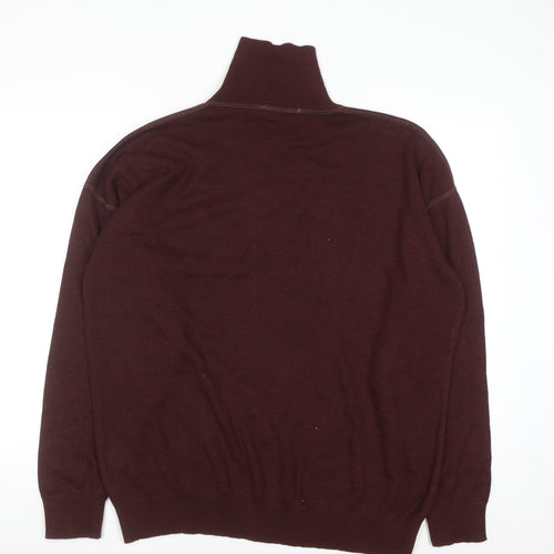 Cruising Club Men's Brown Roll Neck Wool Blend Jumper L