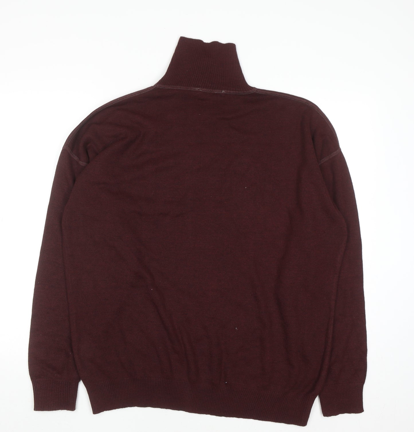 Cruising Club Men's Brown Roll Neck Wool Blend Jumper L